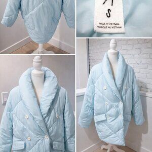 Free People Quilted Puffer Coat Women’s Small Light Blue Oversized #2016 #Tumblr